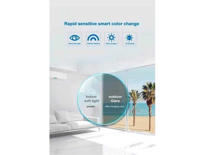 Specification of Eyeglass Lenses Blue Light Blocking 1.56 NK55 Photochromic Photo Grey Photo Brown Optical Lens